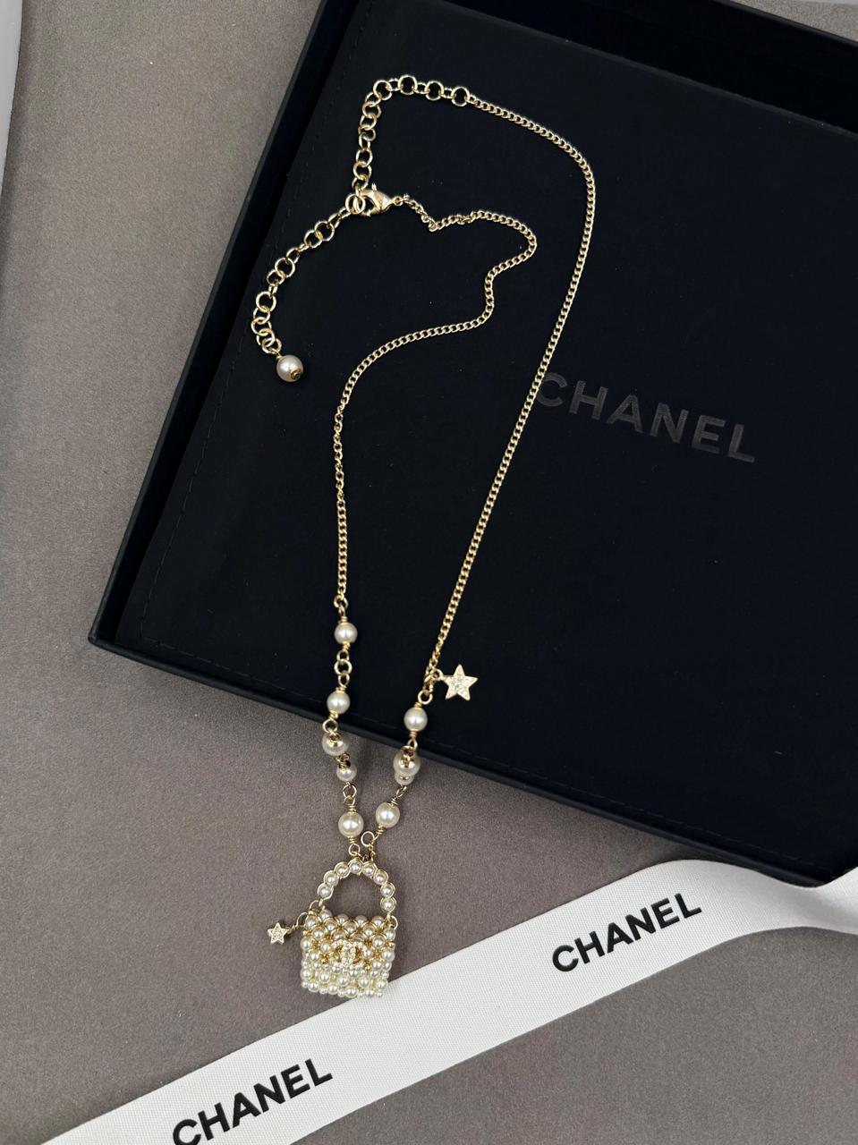 Chanel Pearl Mini Bag Pendant Necklace