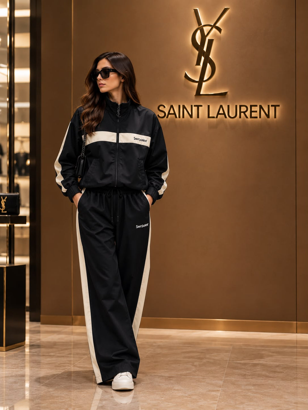 Saint Laurent Contrast Stripe Track Jacket and Pants Set