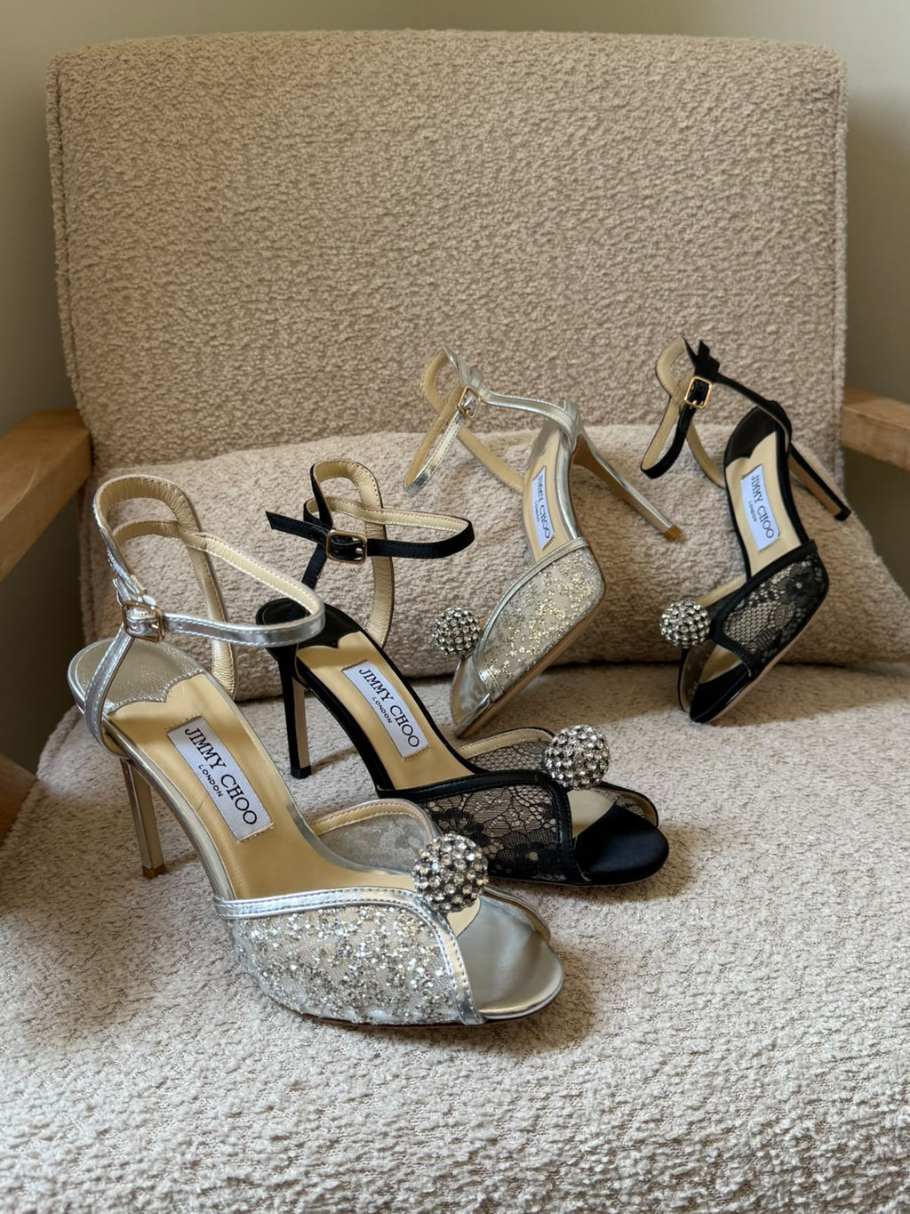 Jimmy Choo Sacora Lace & Crystal-Embellished