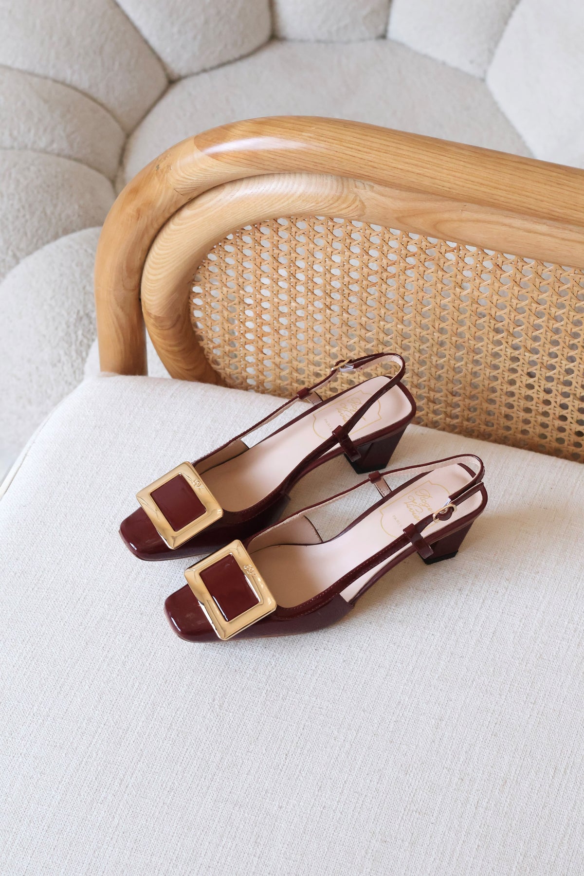 Roger Vivier Belle Vivier Buckle Leather Slingback Pumps