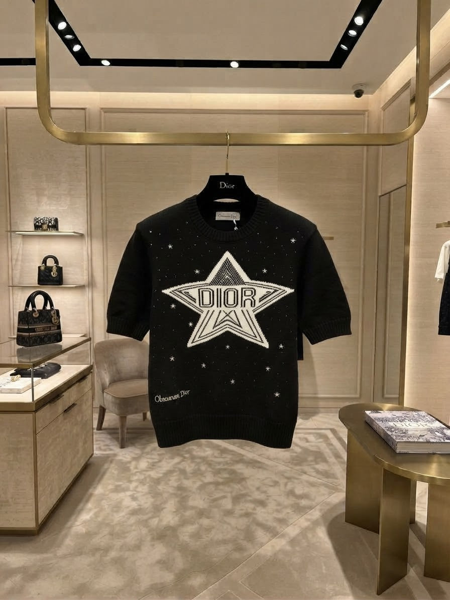 Dior Short-Sleeve Star Knit Sweater