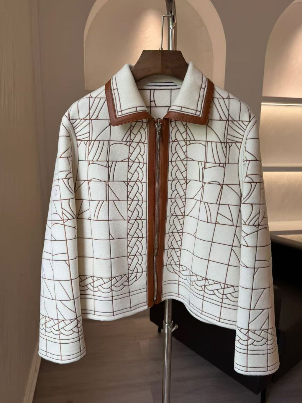 Hermès Brides de Gala Short Zipped Jacket — Blanc Nacre.