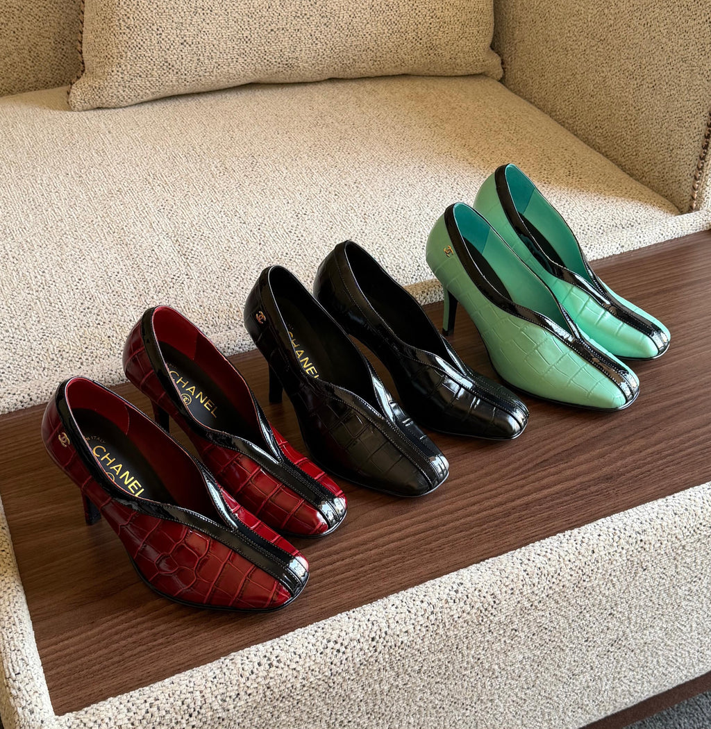 Chanel Crocodile-Embossed Patent Leather
