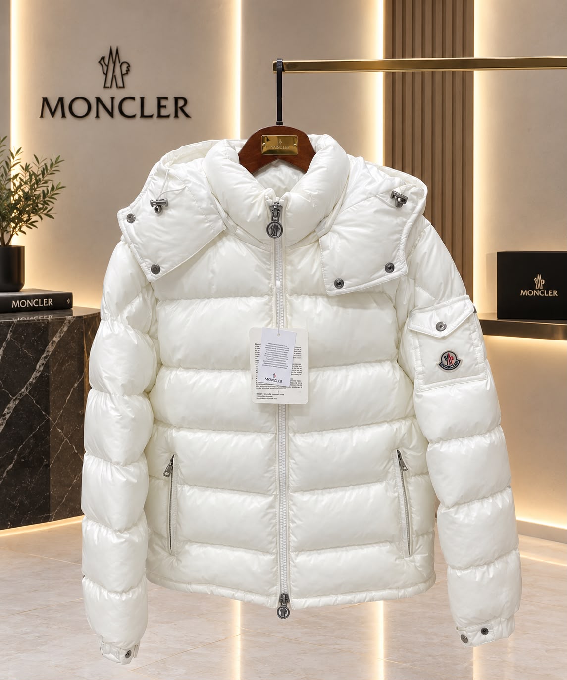Moncler Glossy Hooded Puffer Jacket