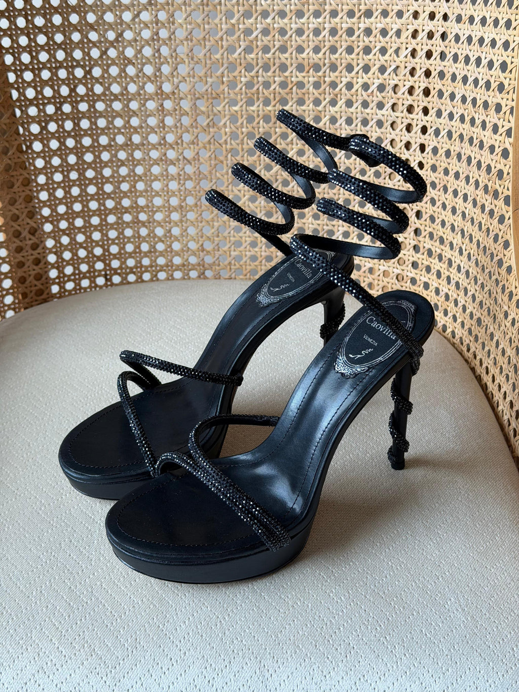 René Caovilla Crystal-Embellished Cleo Sandals