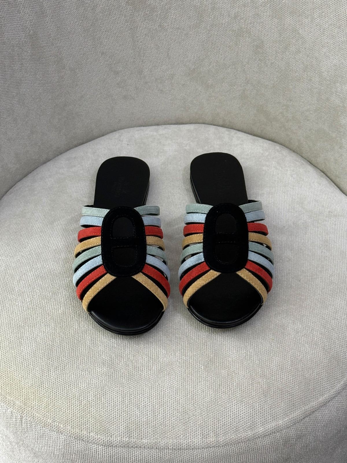 Hermès  Suede Chaine d'Ancre Flat Sandals