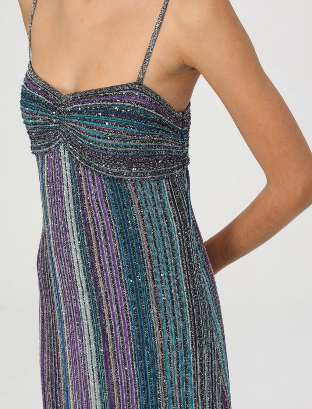 Missoni Metallic Striped Knit Maxi Dress