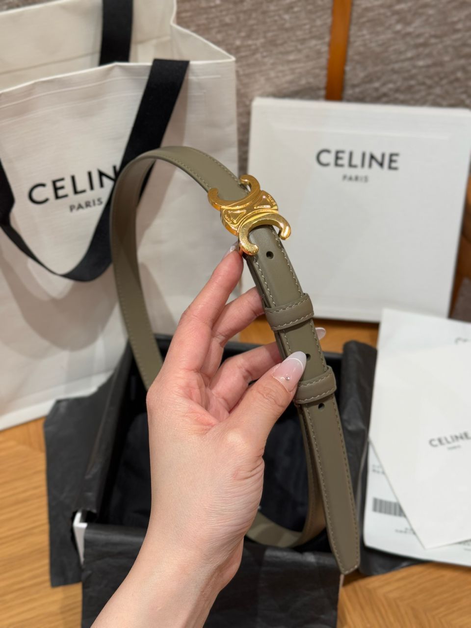 Celine Triomphe Leather Belt