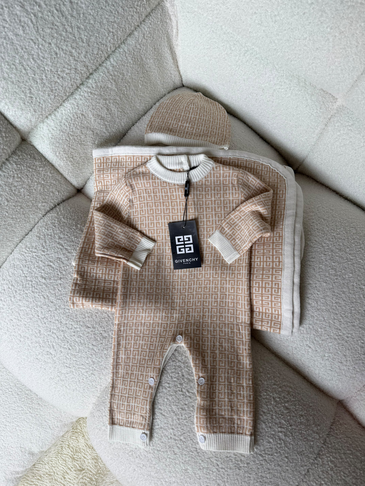 Givenchy Monogram Newborn Romper Hat Blanket Set