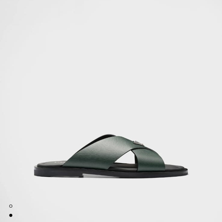 Prada Saffiano Leather Crisscross Slides