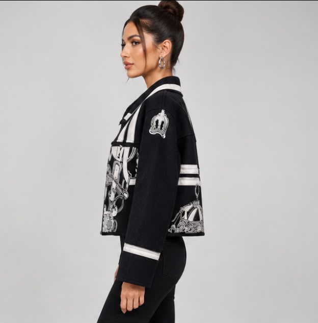 Hermès Printed Silk-Twill and Wool Cropped Jacket with Equestrian Motif