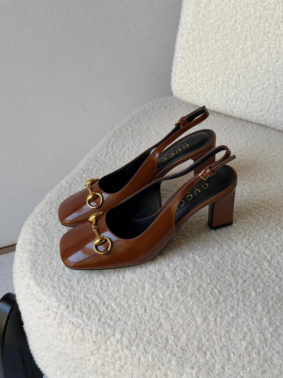 Gucci Leather Horsebit Slingback Pumps