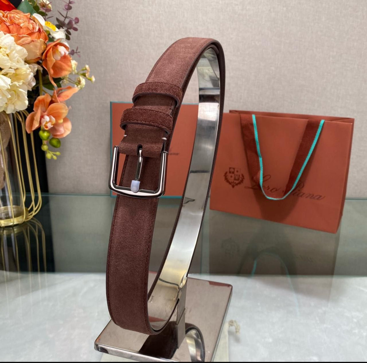 Loro Piana – Alsavel Belt Suede Calf Split