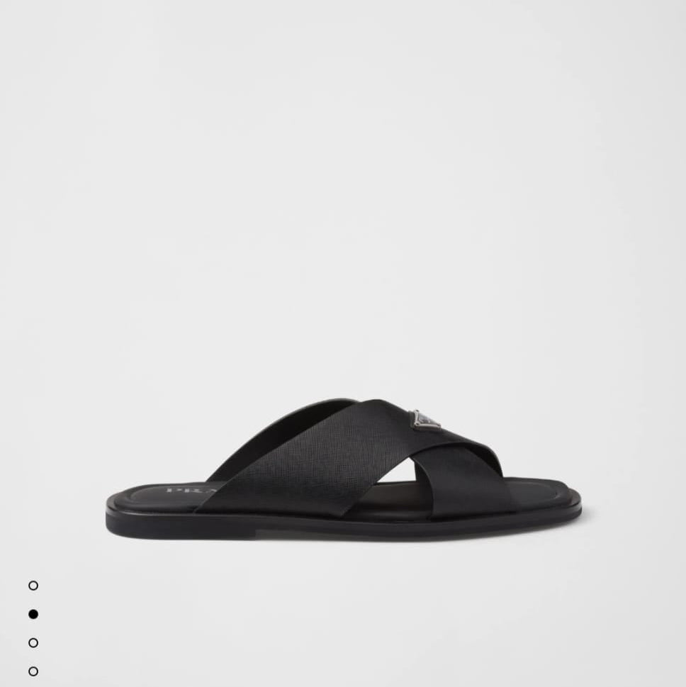 Prada Saffiano Leather Crisscross Slides