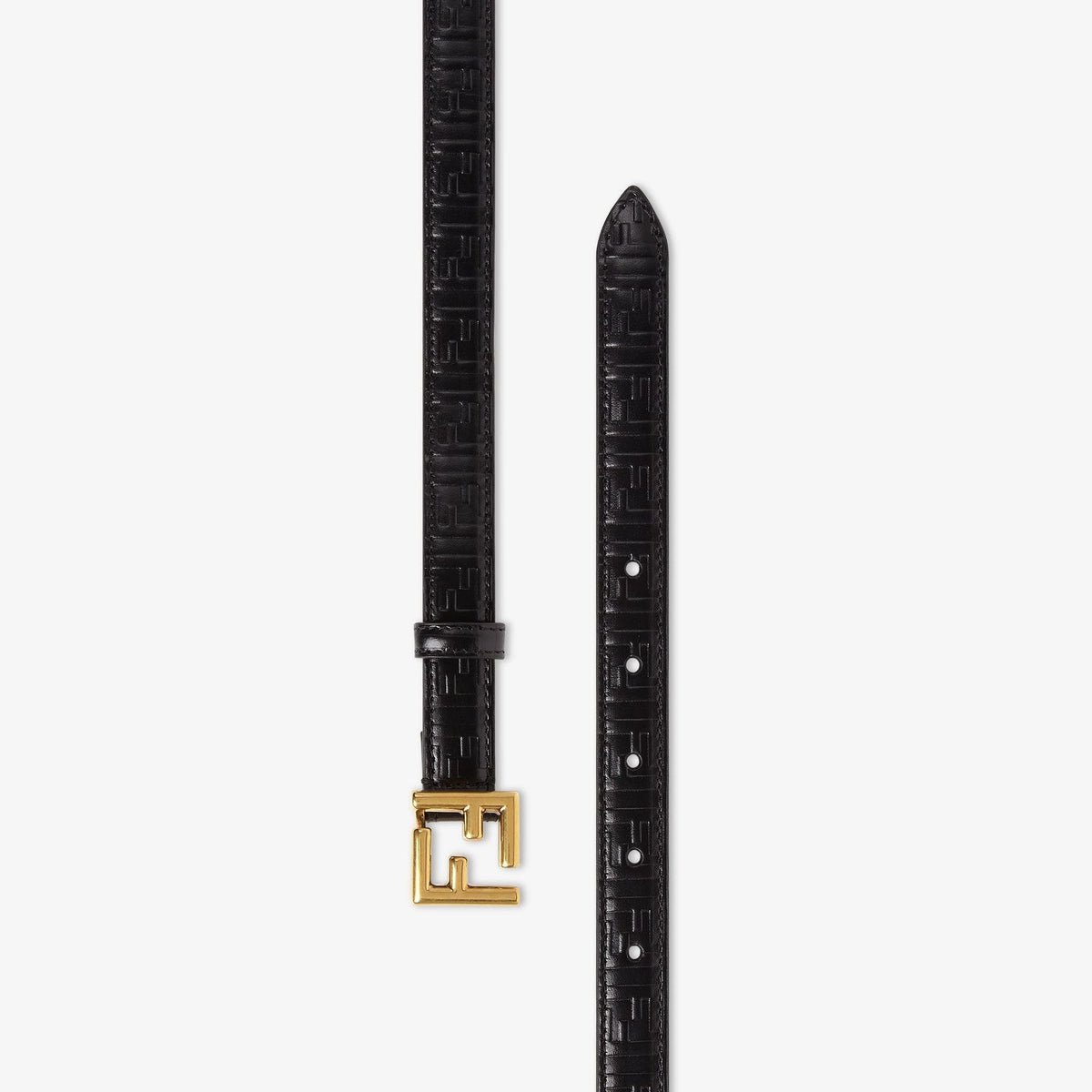 Fendi FF Logo Embossed Leather Belt