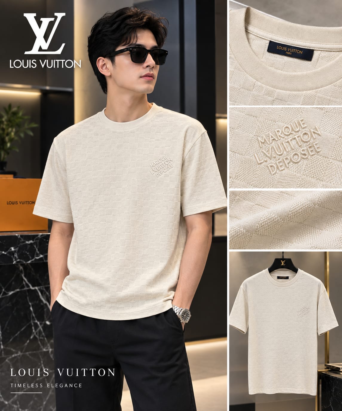 LV Men Tonal Lettering T Shirt