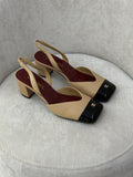 Chanel Patent Cap-Toe Slingback Pumps