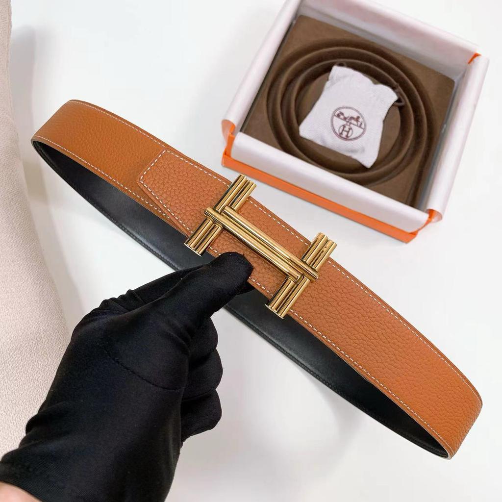 Hermès H au Carré Reversible Leather Belt
