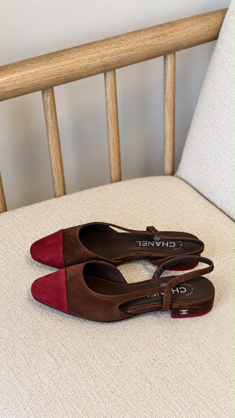 Chanel Suede Cap-Toe Slingback