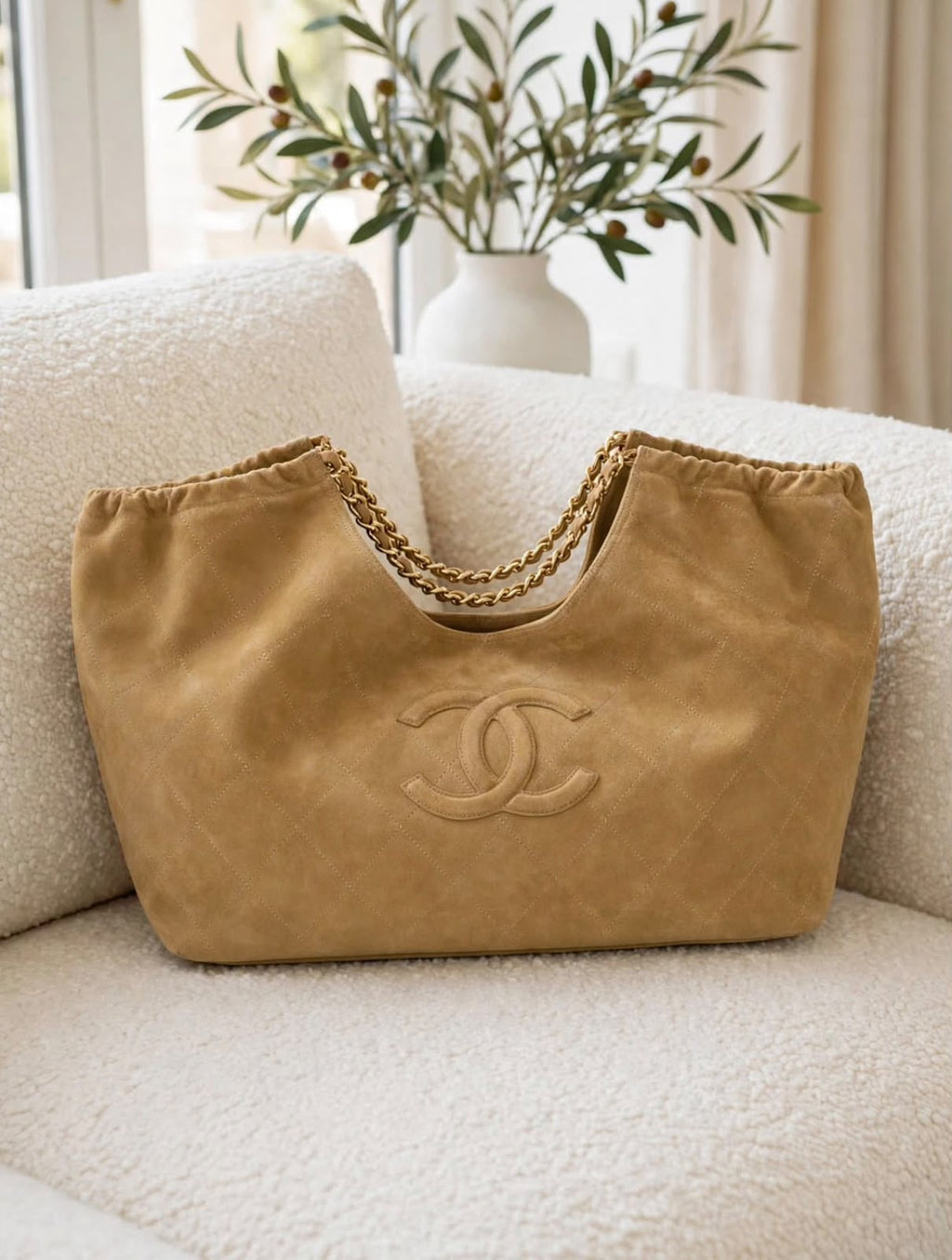 CHANEL Tonal Logo Soft Chain Tote Bag
