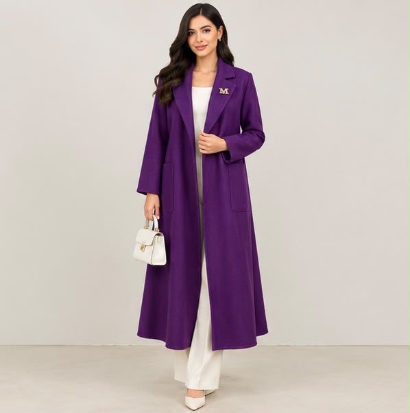 Max Mara Deep Purple Long Wool Coat