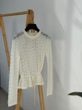 SEZANE Openwork Drawstring Knit Top