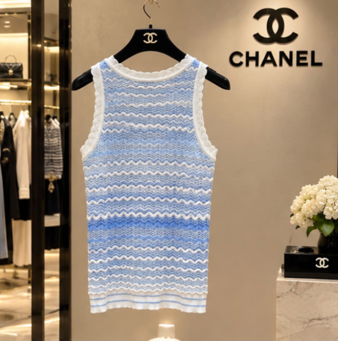 CHANEL Chevron Knit Tank Top