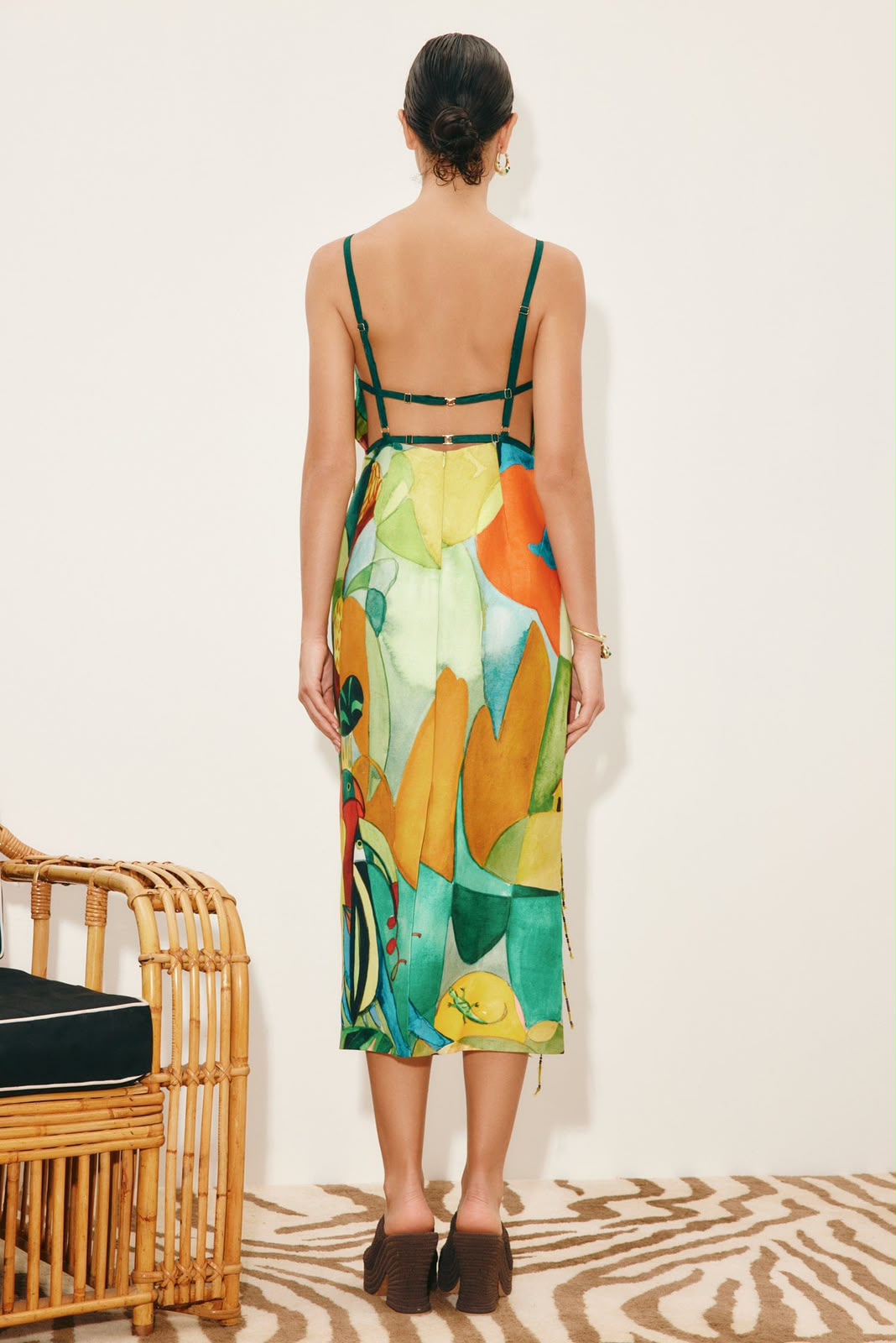 ALEMAIS Multi-Color Abstract Print Midi Dress