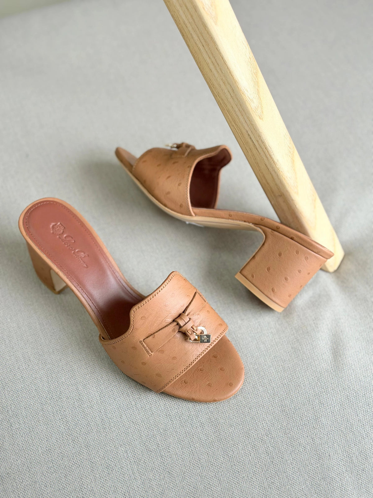 Loro Piana Summer Charms Sandal Flats Ostrich Leather
