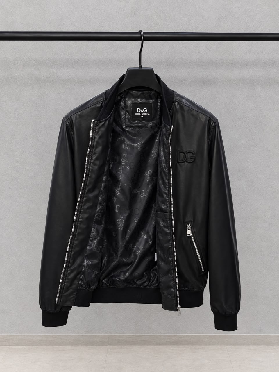 Dolce Gabbana Tonal Logo Zip Bomber Jacket