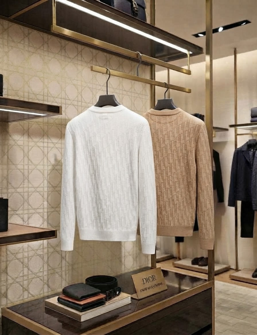 Dior Raised Monogram Crew Neck Sweater