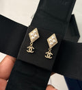 Chanel Gold CC Crystal Stud Earrings