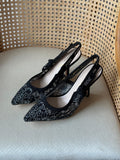 J'Adior Embroidered Mesh Slingback Pump