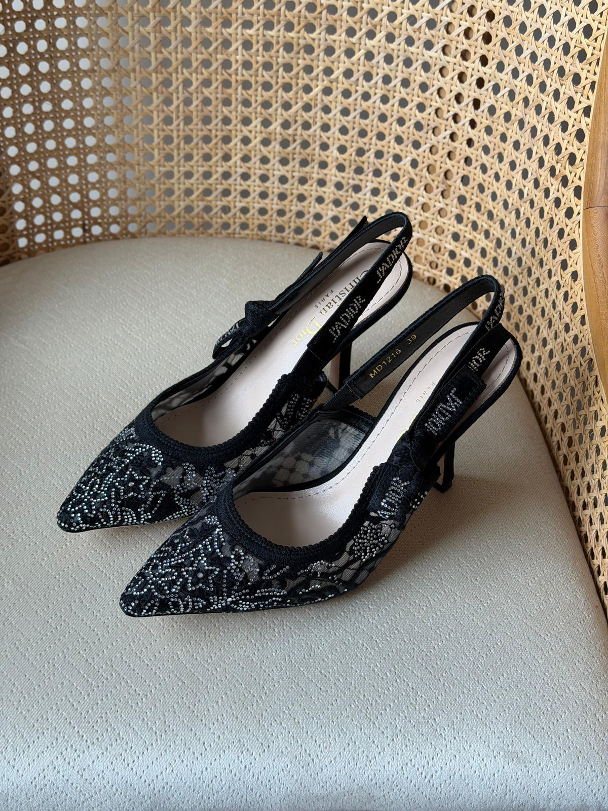 J'Adior Embroidered Mesh Slingback Pump