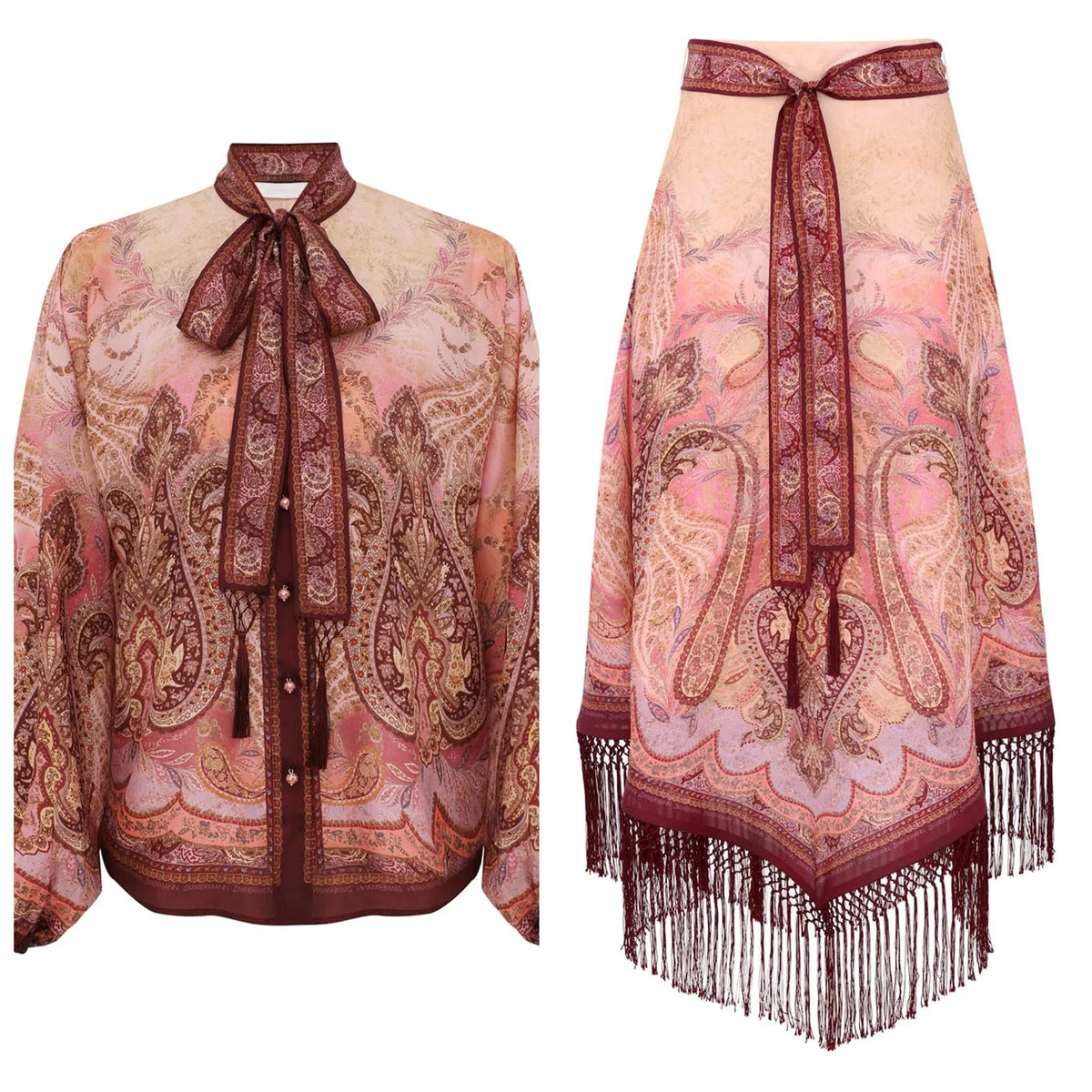 Zimmermann Sundance blouse and midi skirt set