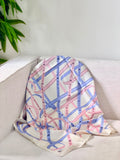 CHANEL Pastel looping ribbons lettering Square Scarf