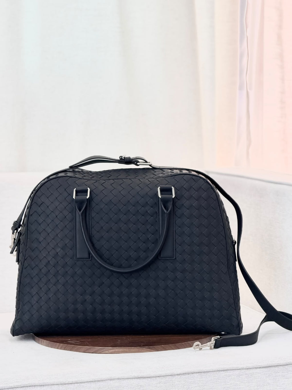 Bottega Woven Arched Top Travel Bag
