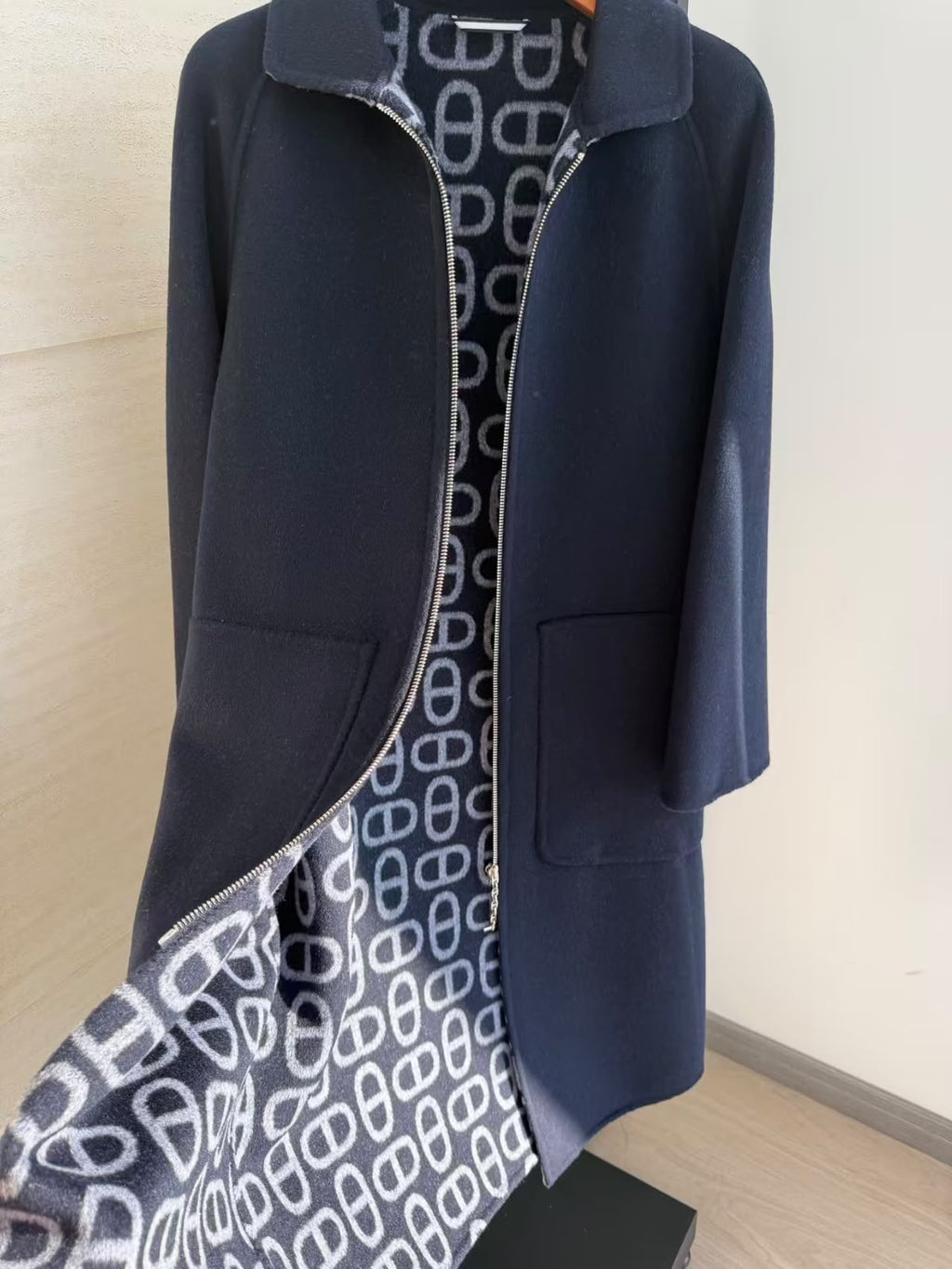 Hermès Reversible Cashmere Zip-Up Long