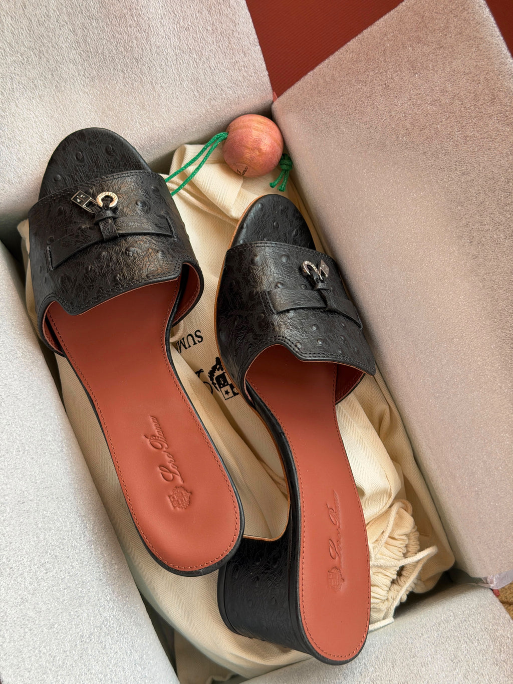 Loro Piana  Ostrich Leather Block-Heel