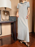 Polo Ralph Lauren Cotton Piqué Maxi Polo Dress in Grey
