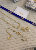 Dior Clair D Lunes Faux Pearl Gold Tone Set