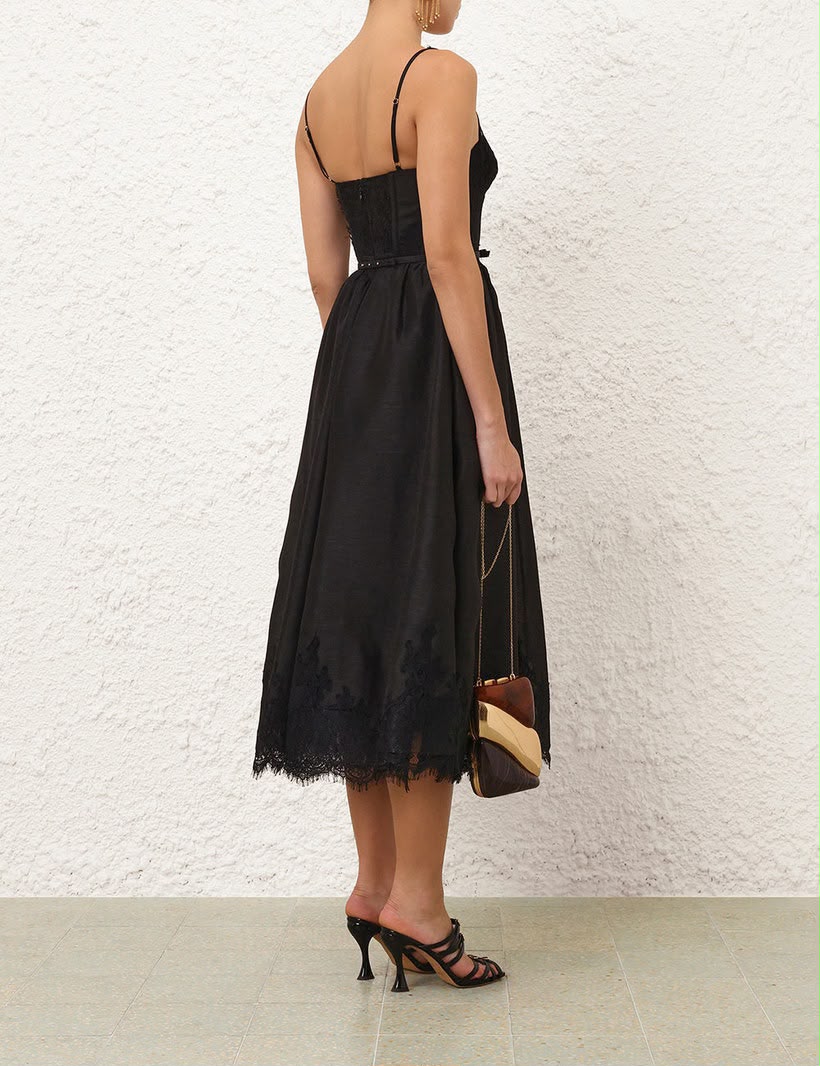 Zimmermann Lace-Trimmed Corset Midi Dress