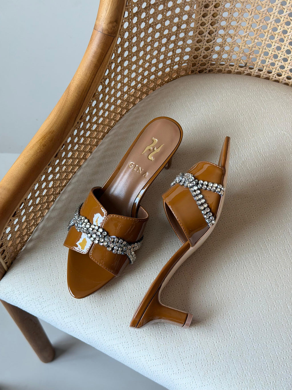 GINA Tortoiseshell Crystal-Embellished Mules