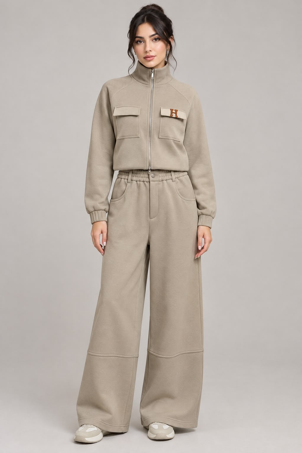 Hermès Zip Track Jacket and Matching Pants with H Logo Detail