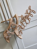 René Caovilla Cleo Crystal-Embellished Spiral Bow Sandals