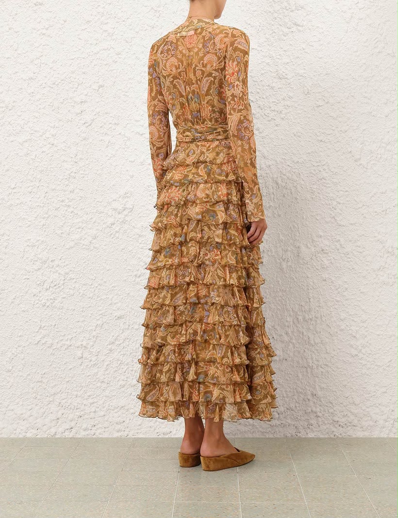ZIMMERMANN Tiered-Ruffle Midi Dress