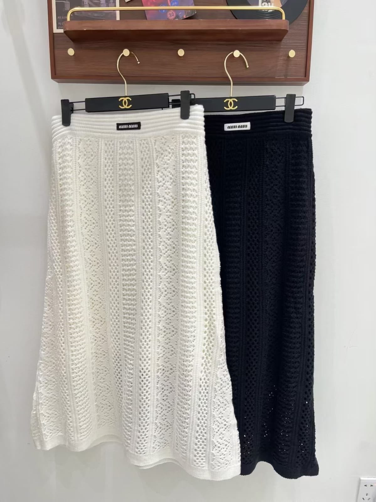 Miu Miu Open-Knit Cardigan and Matching Long Skirt Set