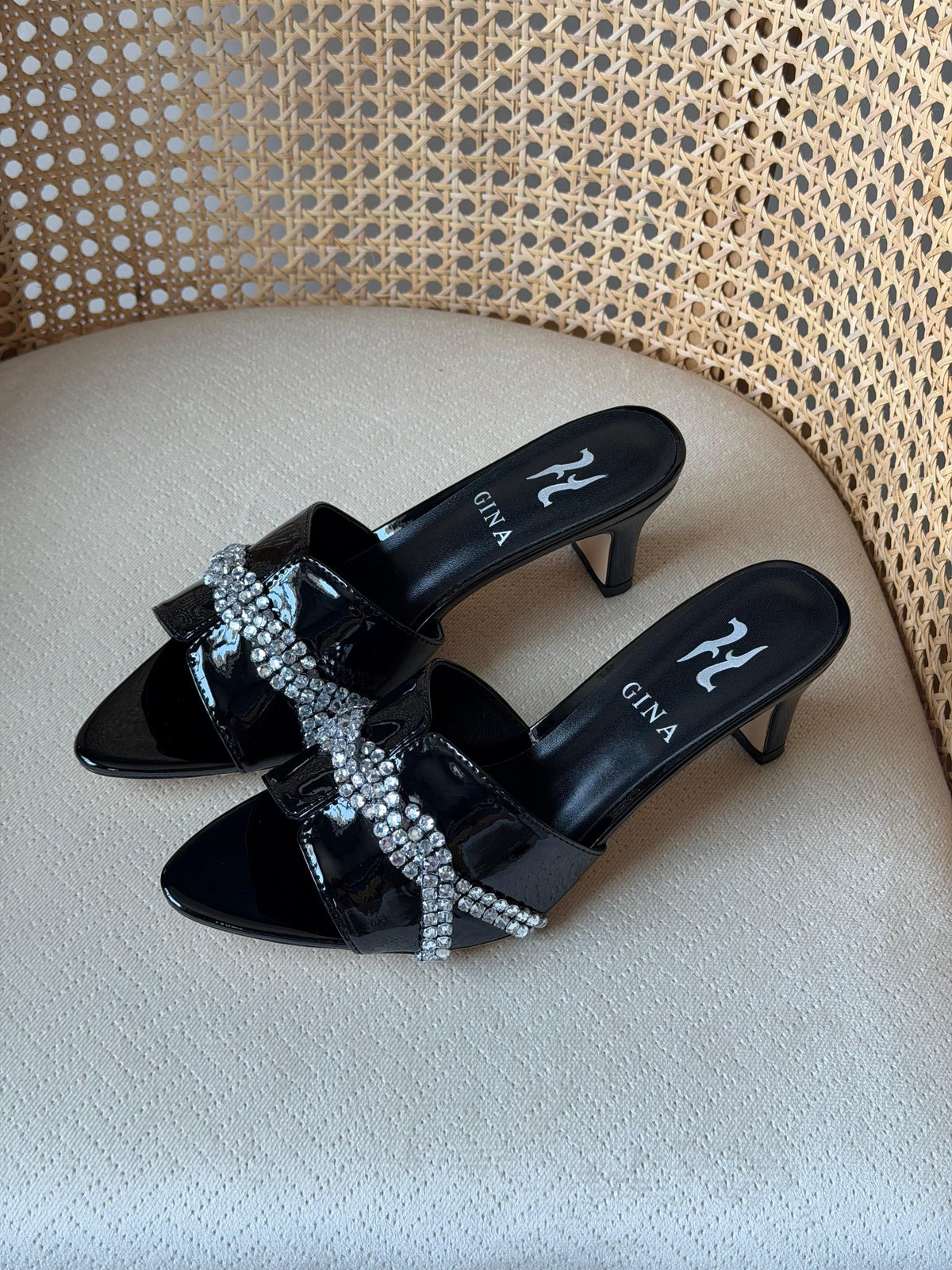 GINA Tortoiseshell Crystal-Embellished Mules