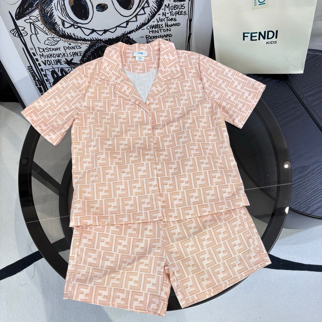 Fendi Kids Peach FF Shirt and Shorts Set