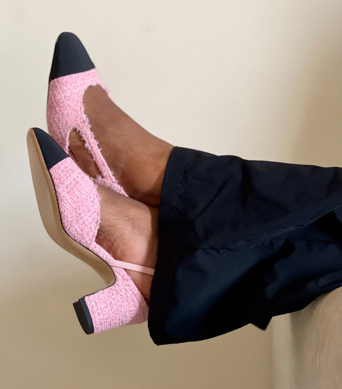 Chanel Tweed Cap-Toe Slingbacks